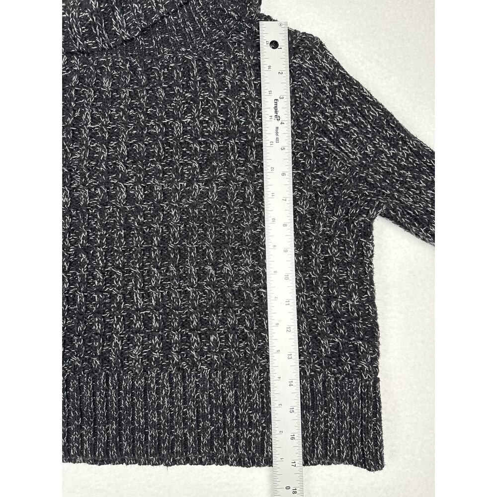 Free people black marled ballet twisted cableturtle neck cropped sweater size M - Picture 7 of 9